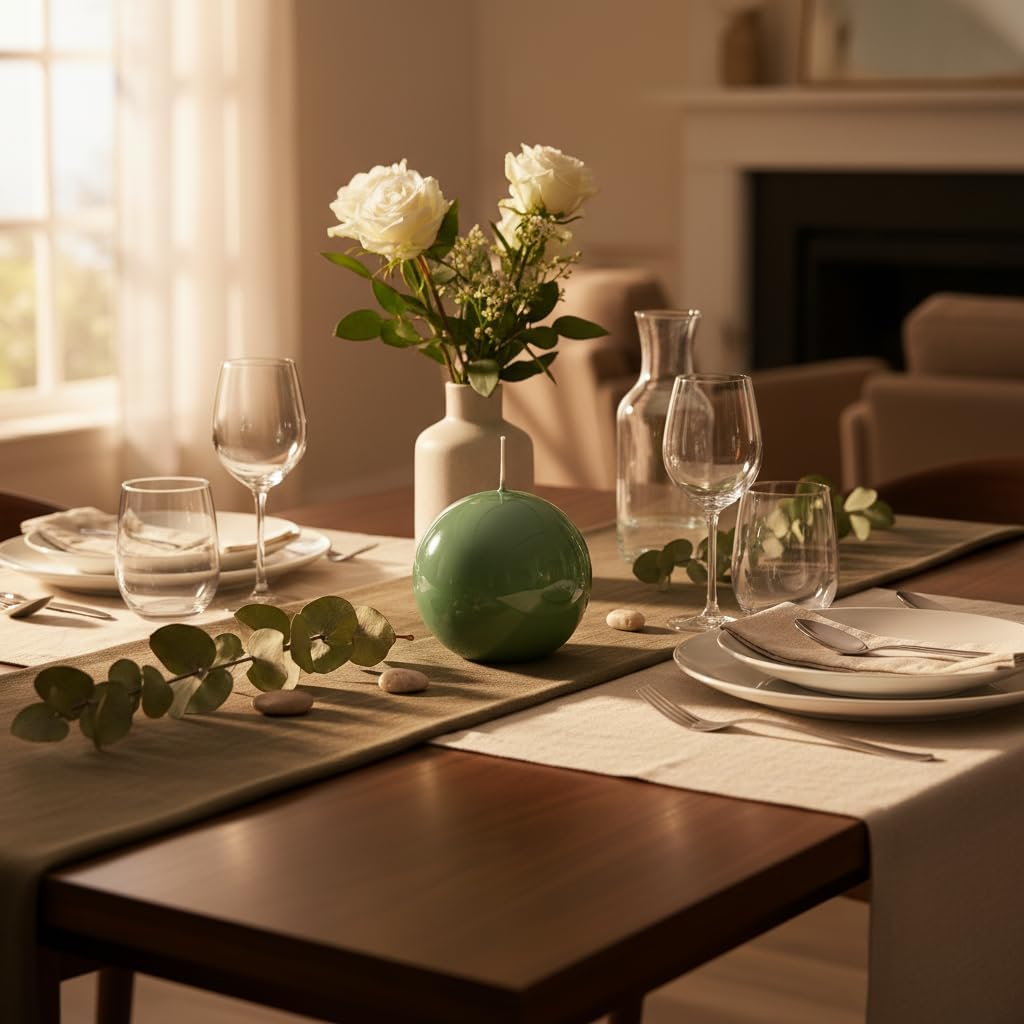 Decorative Sphere Candle Lacquered Diameter 10 cm – Duration 49 Hours – Colour Vintage Green – Gift Box Cereria Di Giorgio