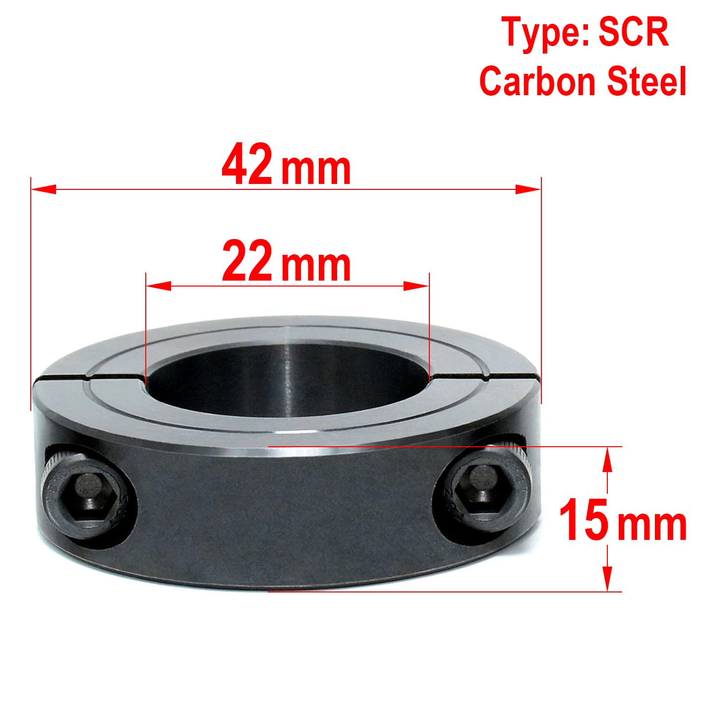 AUZHU- SCR - Metric - Steel Split Shaft Collars Fixing Rings Set Collars Quick Release locating Rings Stop Rings Throat Clamps Snap Rings Retaining Ring Clamping Elements Size: ID 22 mm - OD 42 mm