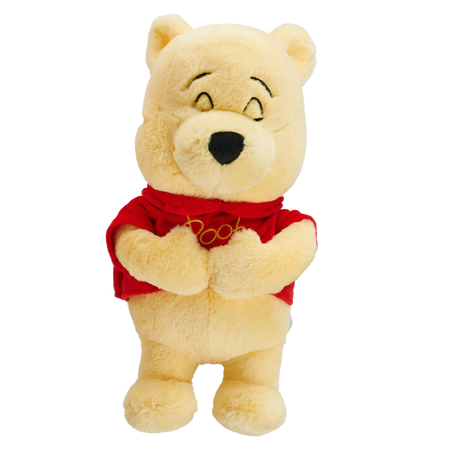 Disney Schlafender Winnie Puuh Plüschfigur – Kuscheltier mit Licht, Atembewegung und Melodien, Einschlafhilfe für Babys, weicher Stoff, gelb, 31 cm, ab 0 Monate