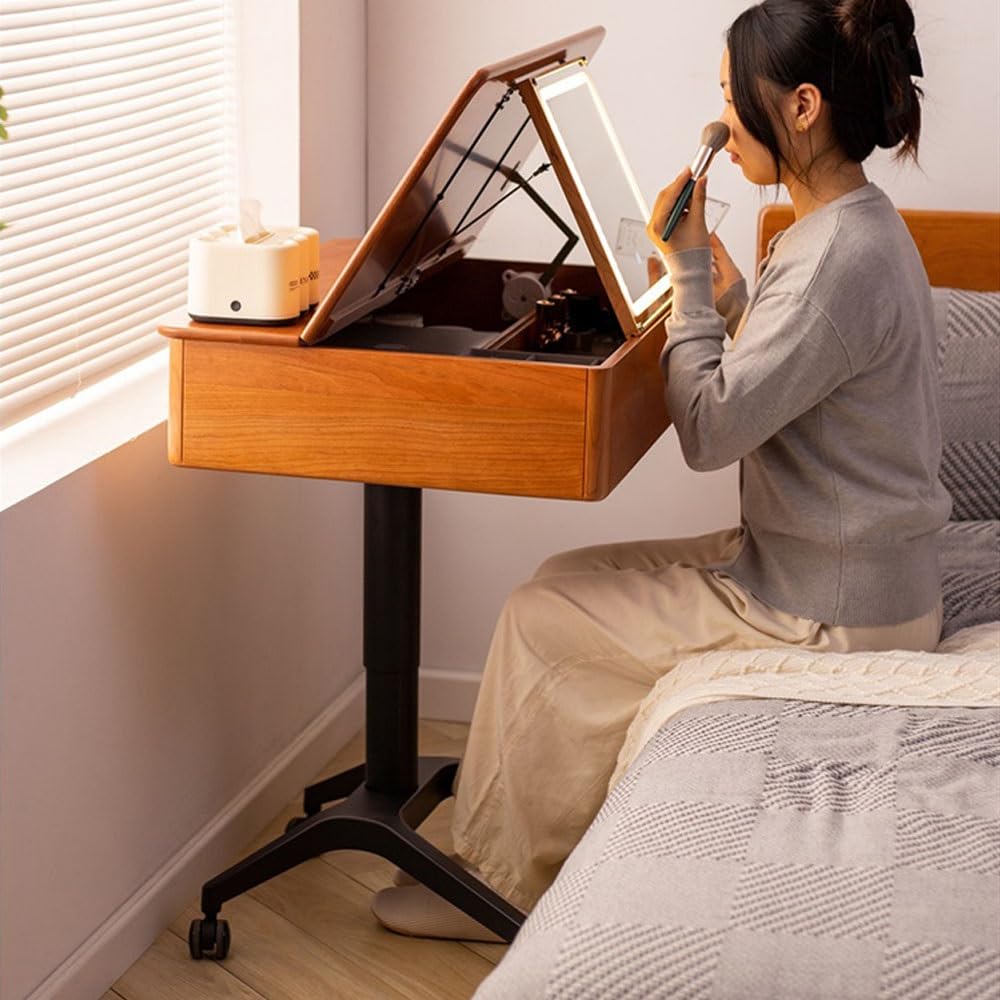 Set Tavolo e sedie Vanity Desk con Specchio Ribaltabile e toletta Mobile luci Tavolo da Trucco