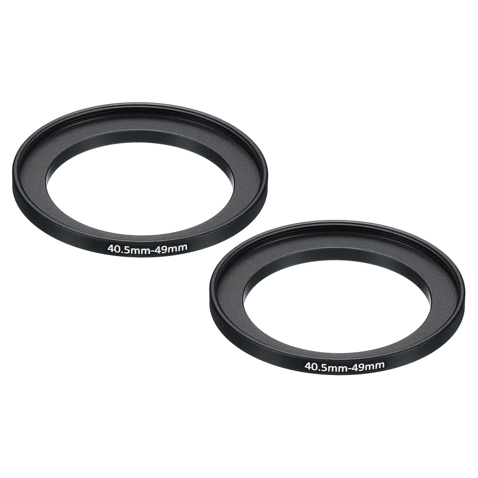 PATIKIL 40.5mm-49mm Metal Step Up Ring, 2 Pack Camera Lens Filter Adapter Ring Aluminum Filter Adapter Ring for Camera Lenses Hood, Black