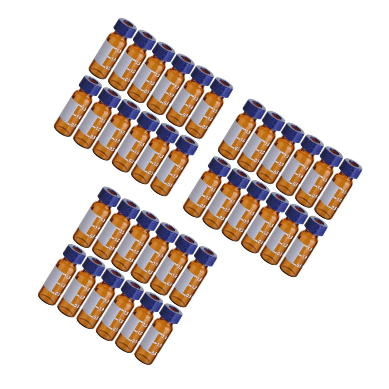 Luxshiny 300pcs Amber Chromatography Vials Liquid Sampling Bottles Caps for Essential Oils Reagents and Laboratory Use