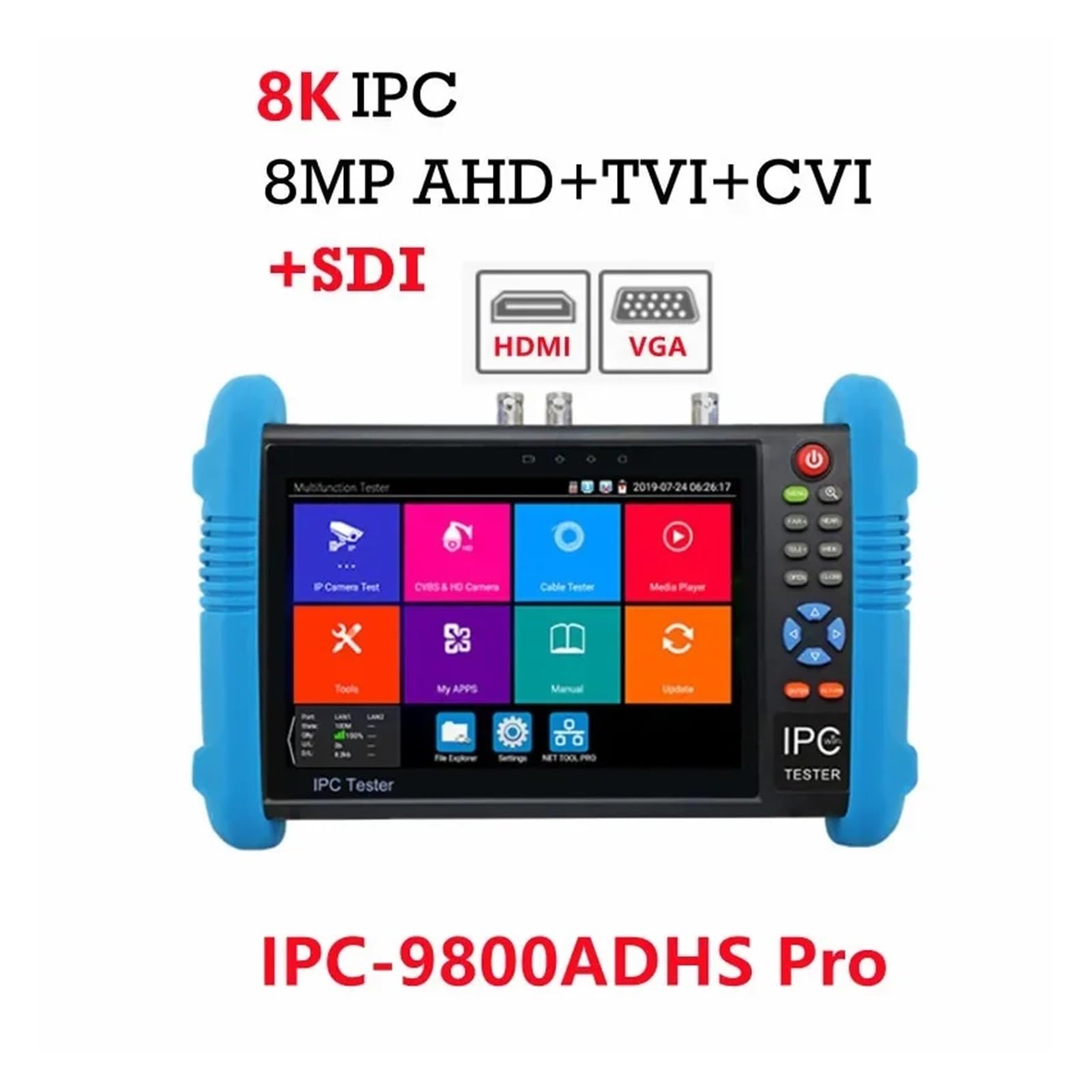 CCTV-Tester, 8K CCTV IP Kamera Tester Monitor IPC 8MP AHD TVI SDI CVI Mit VGA PoE RJ45 Kabel TDR Test UTP Tracer(IPC-9800ADHS Pro)
