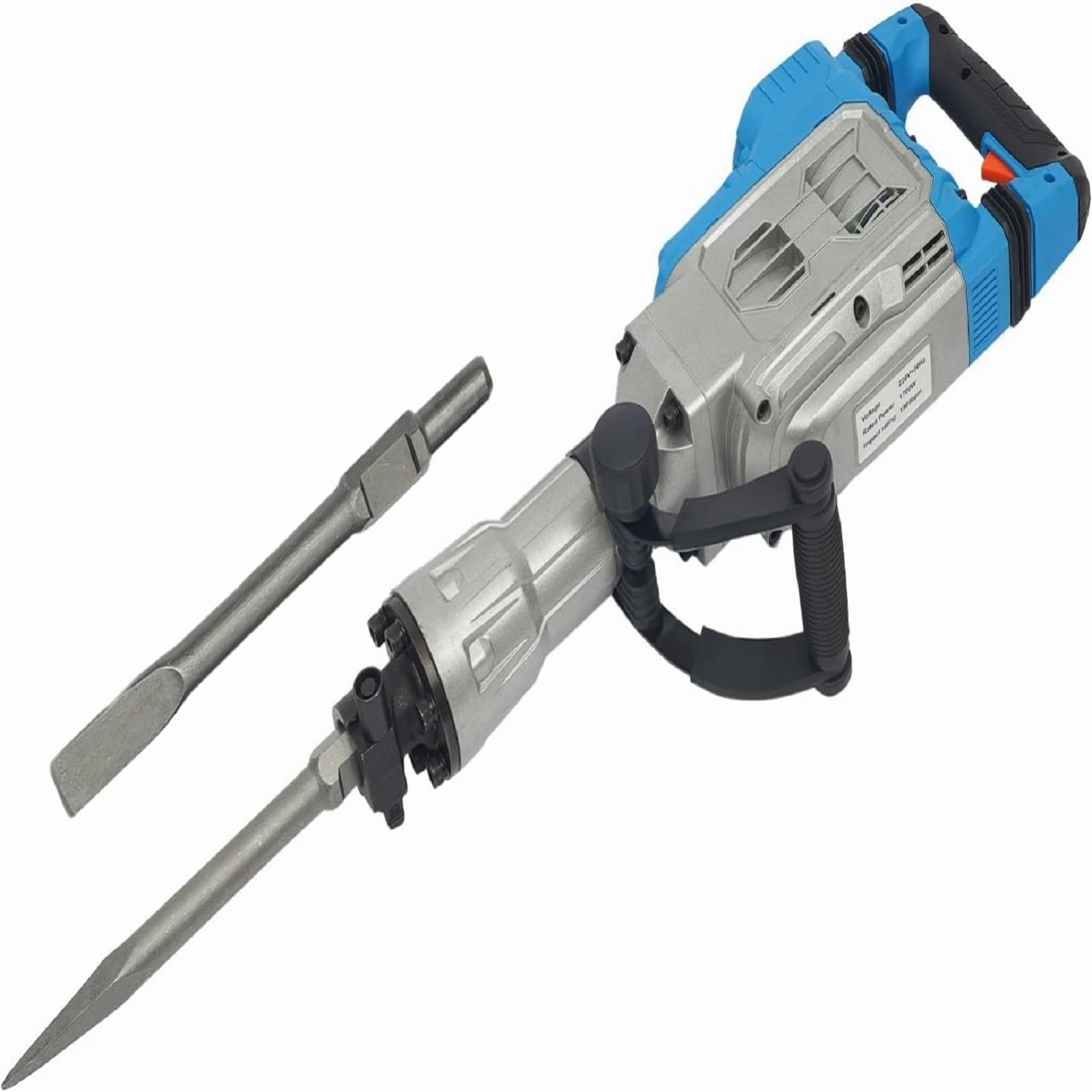 Martello demolitore da 1700W, demolitore per calcestruzzo ad alte prestazioni da 60J, martello demolitore elettrico da 1900BPM martello scalpellatore, scalpelli per martello per calcestruzzo martello