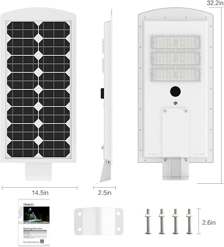 Miniatura 4 de TENKOO Luces de calle solares de 300 W al aire libre, del anochecer al amanecer con energía solar, lámpara de poste LED de seguridad IP65, luz de