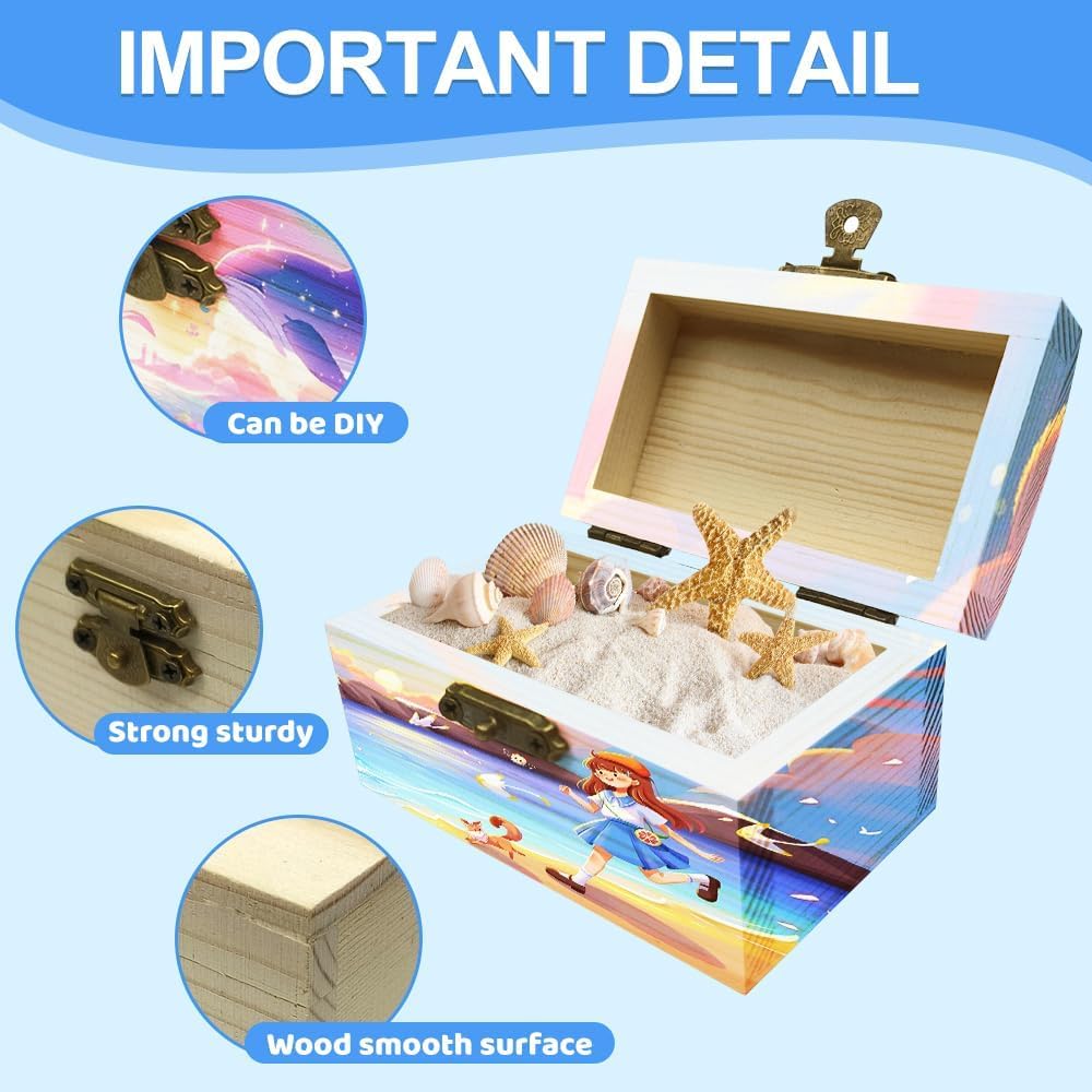 4 Mini Schatztruhen DIY Set - Bemalbare Holzkisten Mit Farben & Diamantaufkleber