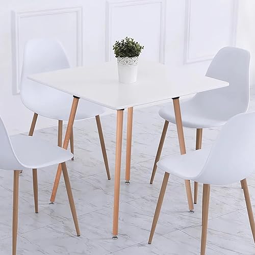 Miniatura 2 de Mesa de comedor cuadrada de 31.5 pulgadas para 2-4 personas, mesa blanca funcional moderna con patas de madera para el hogar, oficina, cocina,