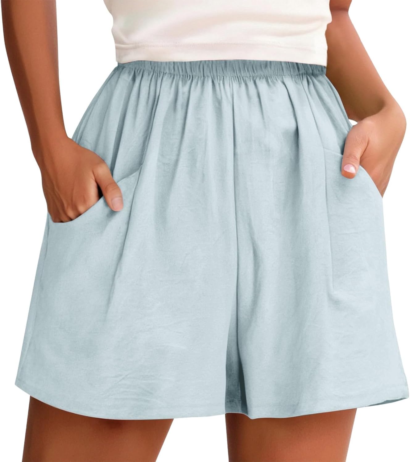 Acquista Pantaloncini Tascabili Da Donna Pantaloni Di Lino In Cotone - Foto 8