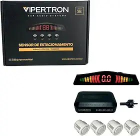 Sensor Estacionamento Ré Display Visor Led Branco 4 pontos 18.5 mm Traseiro Viperton