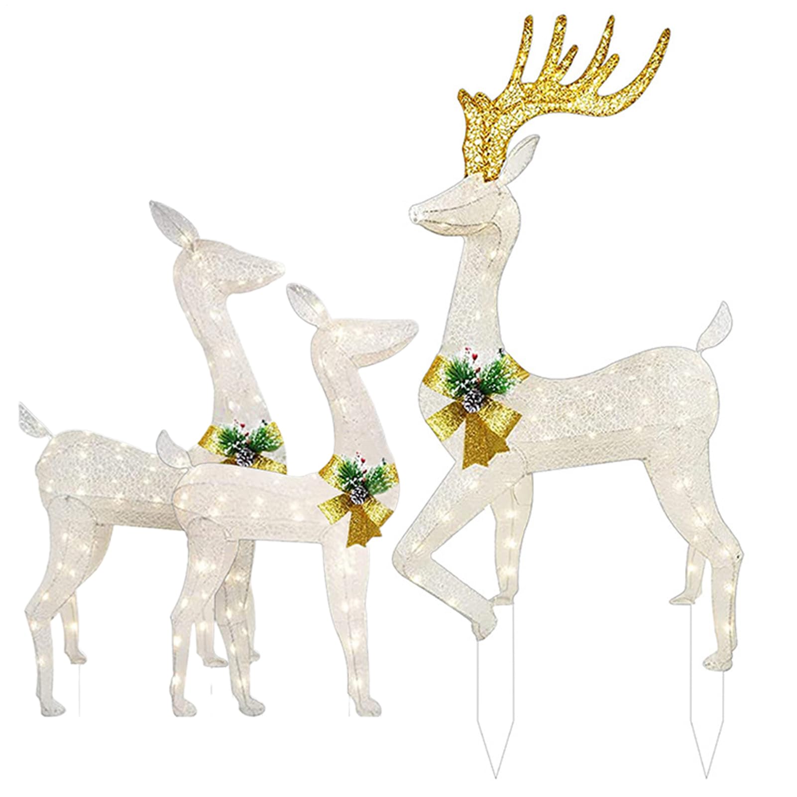 Éclairage sur piquet de Noël extérieur, décor de jardin LED 3 pièces et piquet renne acrylique