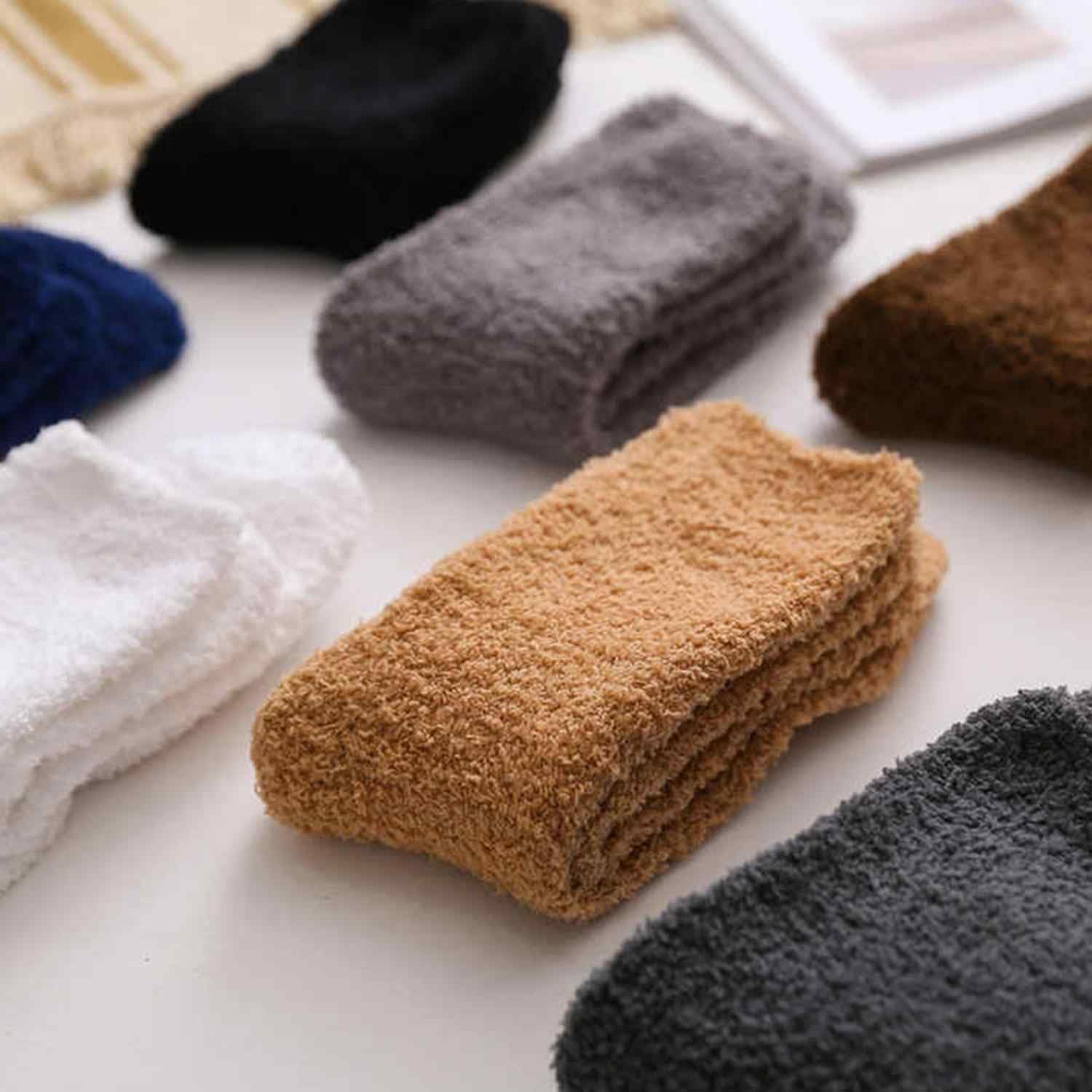 COUVER Women’s Fuzzy Plush Fleece Cabin Slipper Socks 5-9, 1 Pair