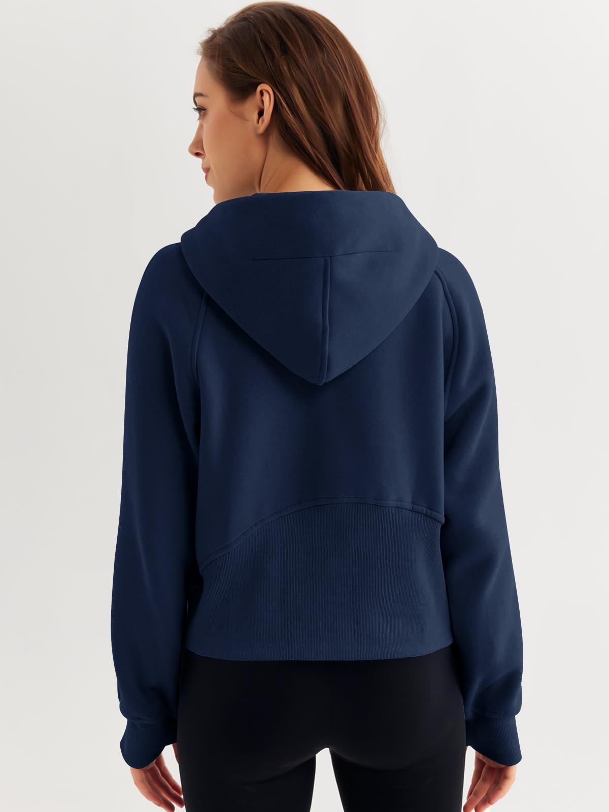 WYNNQUE Damskie bluzy oversize bluzy z zamkiem pół czwartej sweter przycięty długi rękaw jesienne stroje modne ubrania