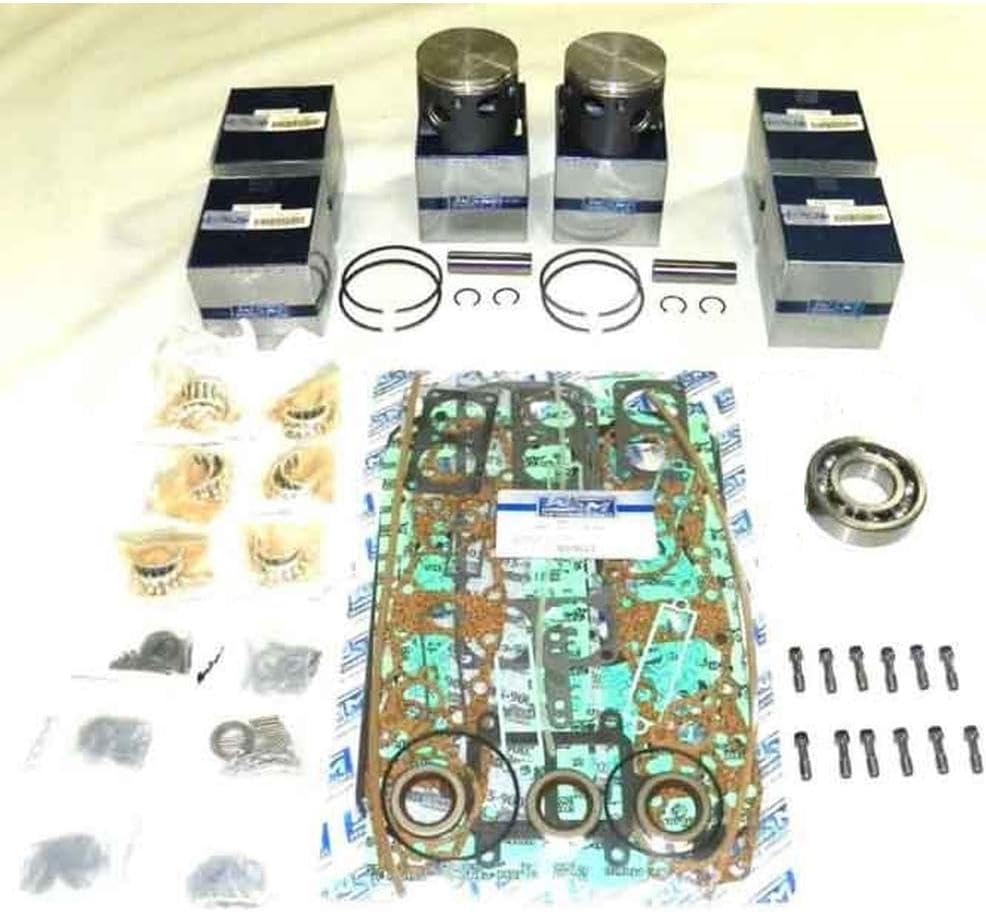Rareelectrical Powerhead Rebuild Kit Compatible With Mercury Xr-4 150 175Hp 6-Cyl 2.4L Steel Bore 2-Stroke Outboard 3.375" Pistons Rings Gasket Set Marine Engine 1990-1992 Standard Size 100-10-20