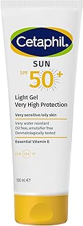 Sun SPF 50+ Gel, Sunscreen Face & Body for Men & Women, Oily and Very Sensitive Skin, Very Water Resistant, Unscented,100 ml