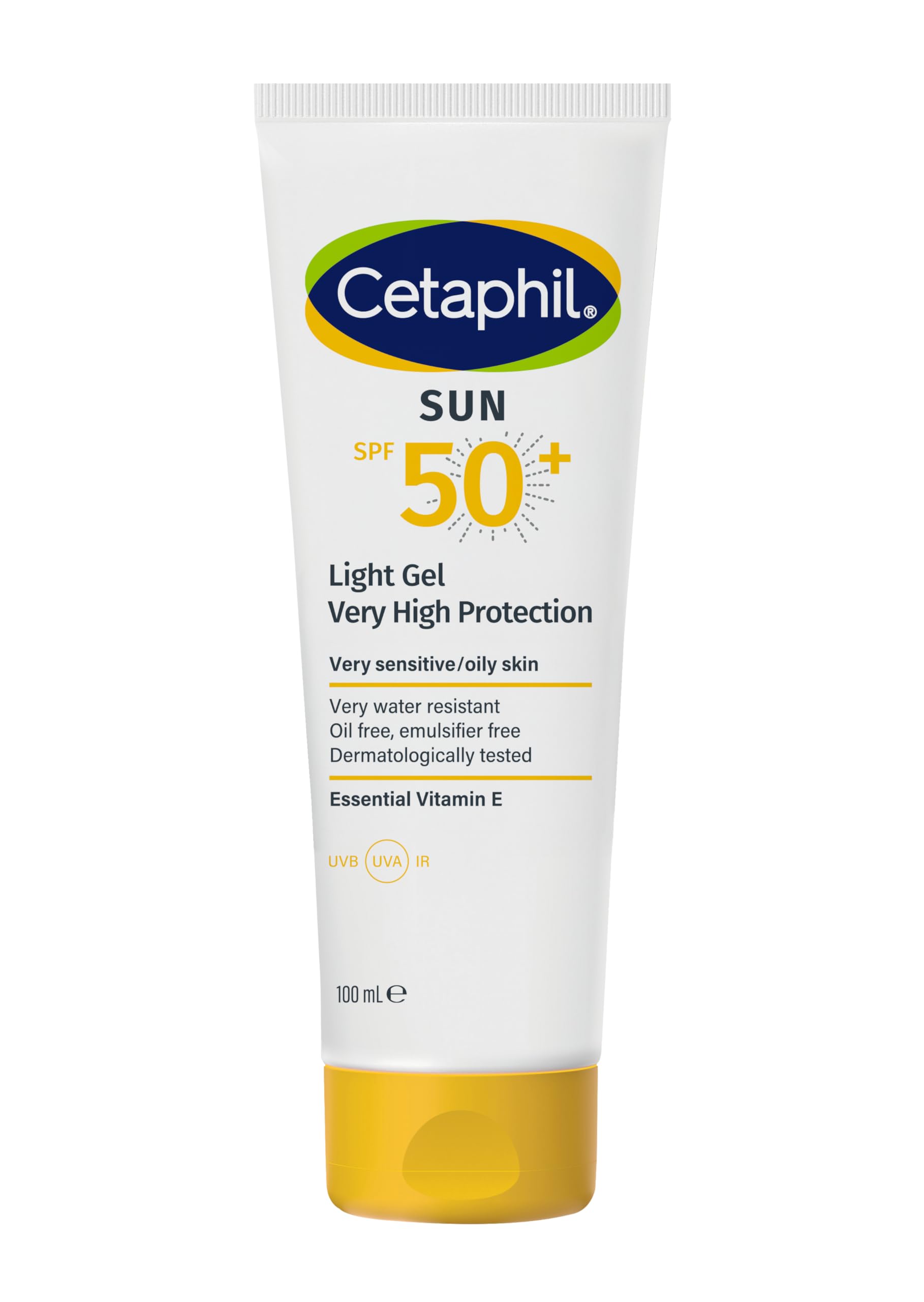 Sun SPF 50+ Gel, Sunscreen Face & Body for Men & Women, Oily and Very Sensitive Skin, Very Water Resistant, Unscented,100ml - UAE Pack