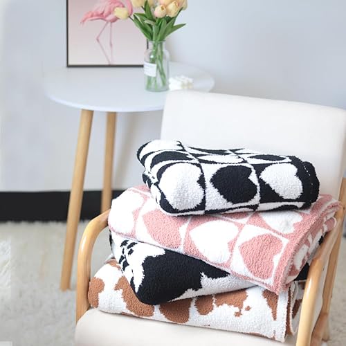 Miniatura 7 de Viviland Manta  Manta mullida de cuadrícula de ajedrez, tejida suave y acogedora manta de microfibra cálida para sofá, cama, viajes a casa (vaca