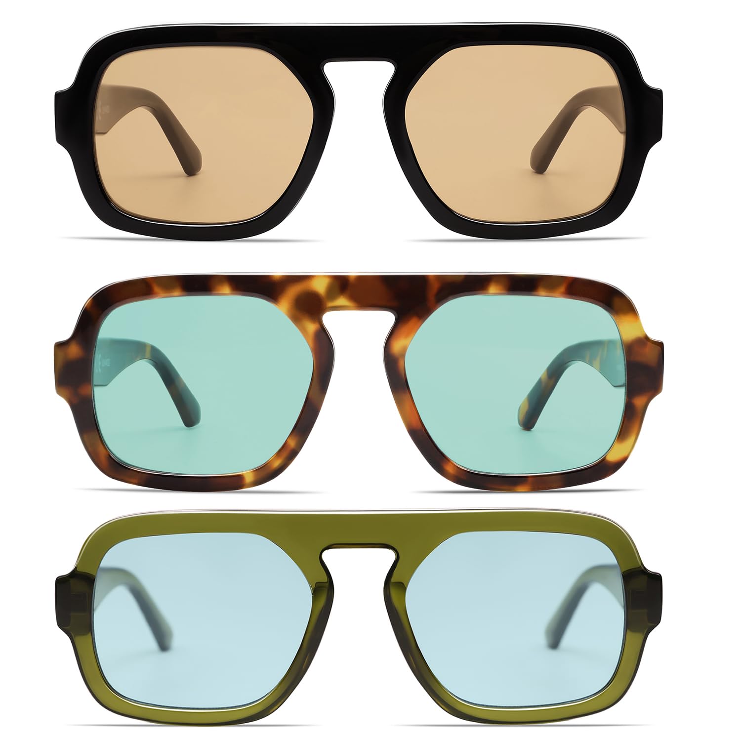 VANLINKER Retro Square Aviator Sunglasses