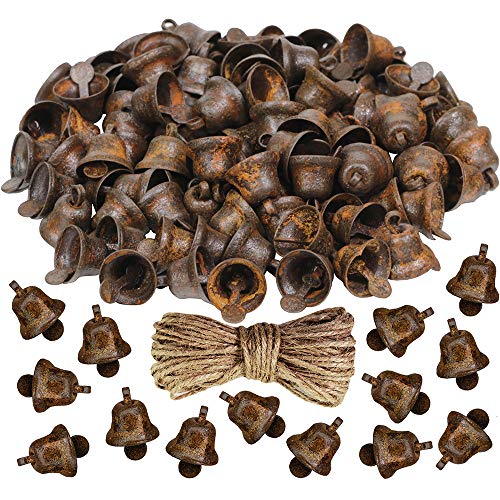 Winlyn 200 Pcs Tiny Rusted Liberty Bells Metal Bells Bulk Mini Rusty Craft