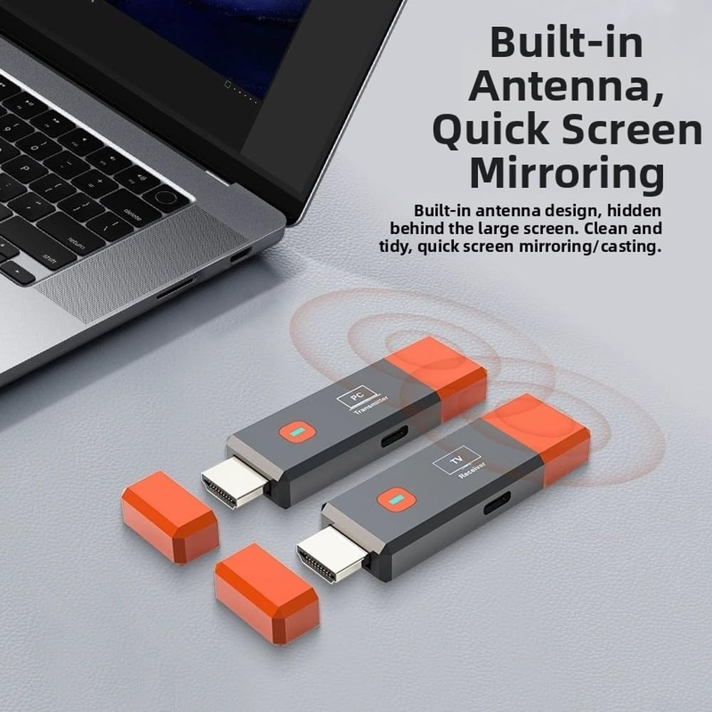 Adattatore wireless 1080P 50 metri distanza di trasmissione dispositivo di mirroring schermo a bassa latenza per computer portatile TV Box System arancione