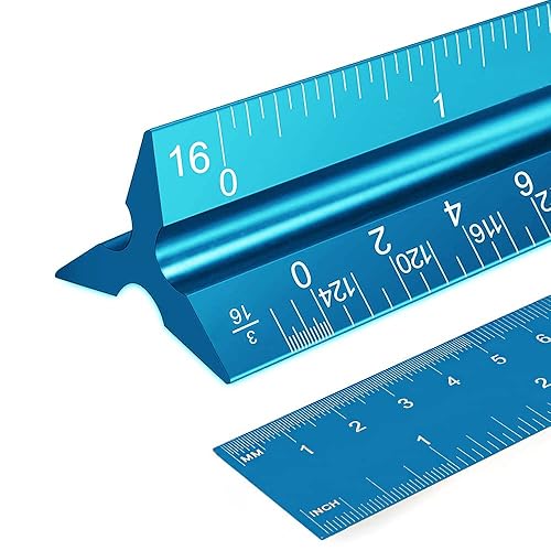 Miniatura 7 de 2 reglas de escala arquitectónica, escala de arquitecto de aluminio de 12 pulgadas, escala triangular, regla de escala, regla triangular, regla de