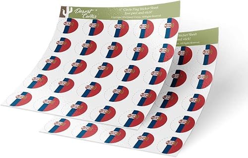 Miniatura 1 de Desert Cactus Pegatinas de vinilo con bandera de país de Serbia, 1 pulgada, redondas, dos hojas, 50 piezas en total, con logotipo para niños, álbum