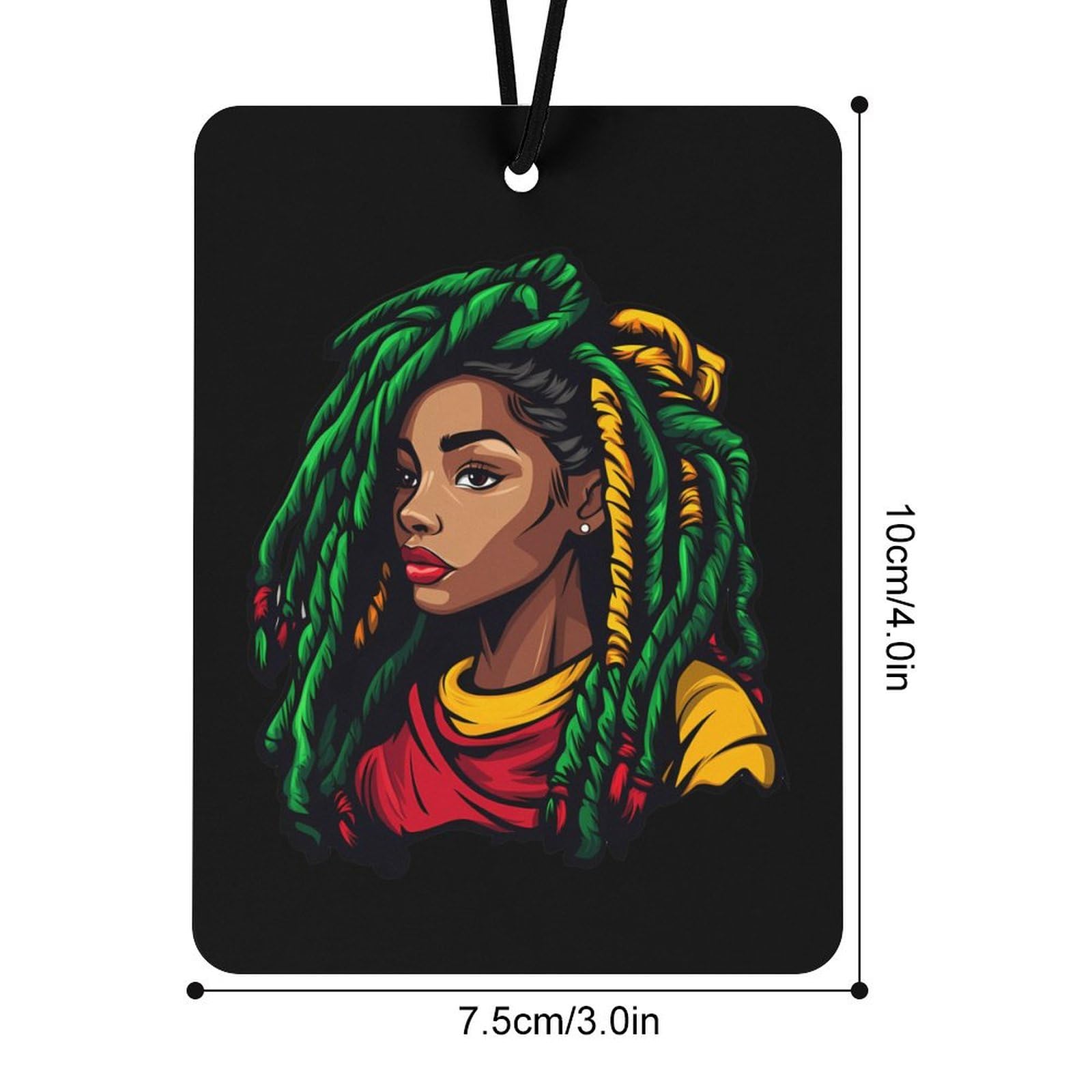 Rasta Colours Dreadlocks Woman Car Air Freshener Hanging Aromatherapy Tablets for Car Accessories Square