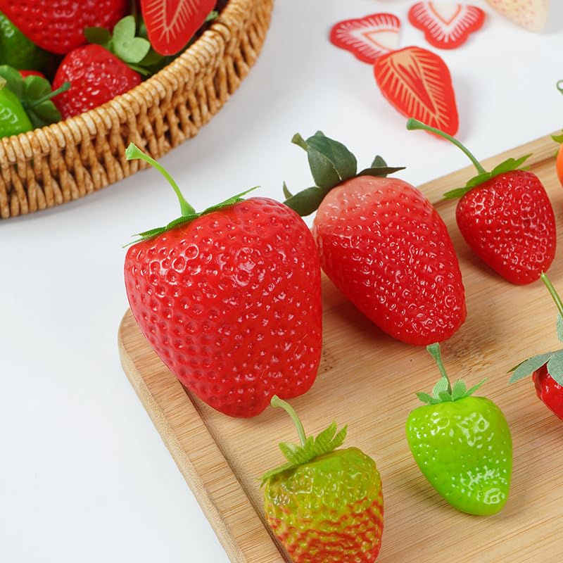 Fraises Artificielles Plastique - Lot De 20 - Décoration Realiste Cuisine, Photo