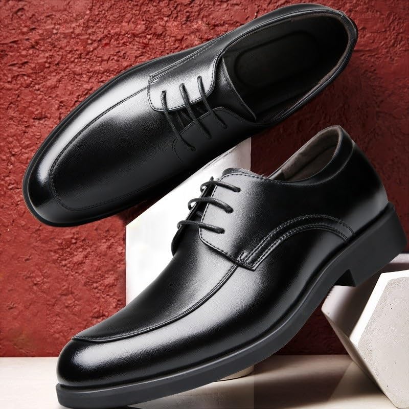 Men Dress Oxford Shoes Synthetic Leather Plain Toe Lace-up Prom Anti-Slip Shoe Working4