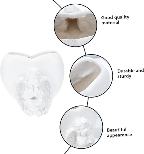 Miniatura 6 de Yardwe 1 maceta de resina con estatua de ángel, decoración de macetas de ángel para plantas