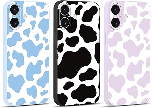 RUMDEY 3 Pack Cute Cow Print Girls Woman Phone Case for iPho