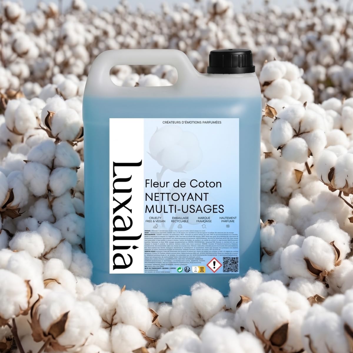 Nettoyant Sol Fleur de Coton - Sols & Multi-Usages - Hautement Parfumé & Ultra Efficace - 5 Litres - LUXALIA