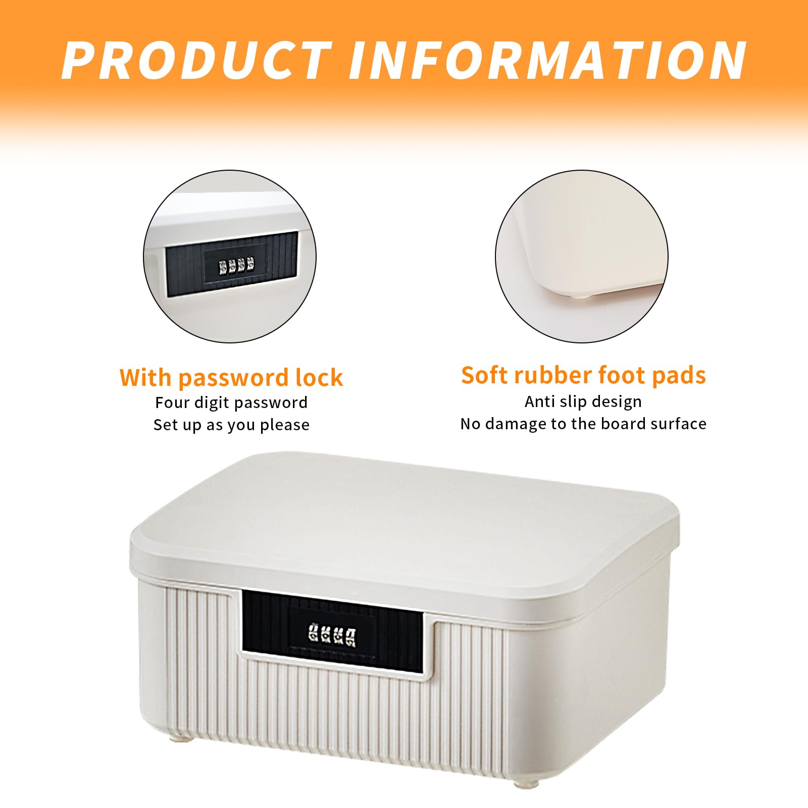 AnRui 2.3 Gallon Portable Safe Box With Combination Lock - Plastic Lockable Storage Container