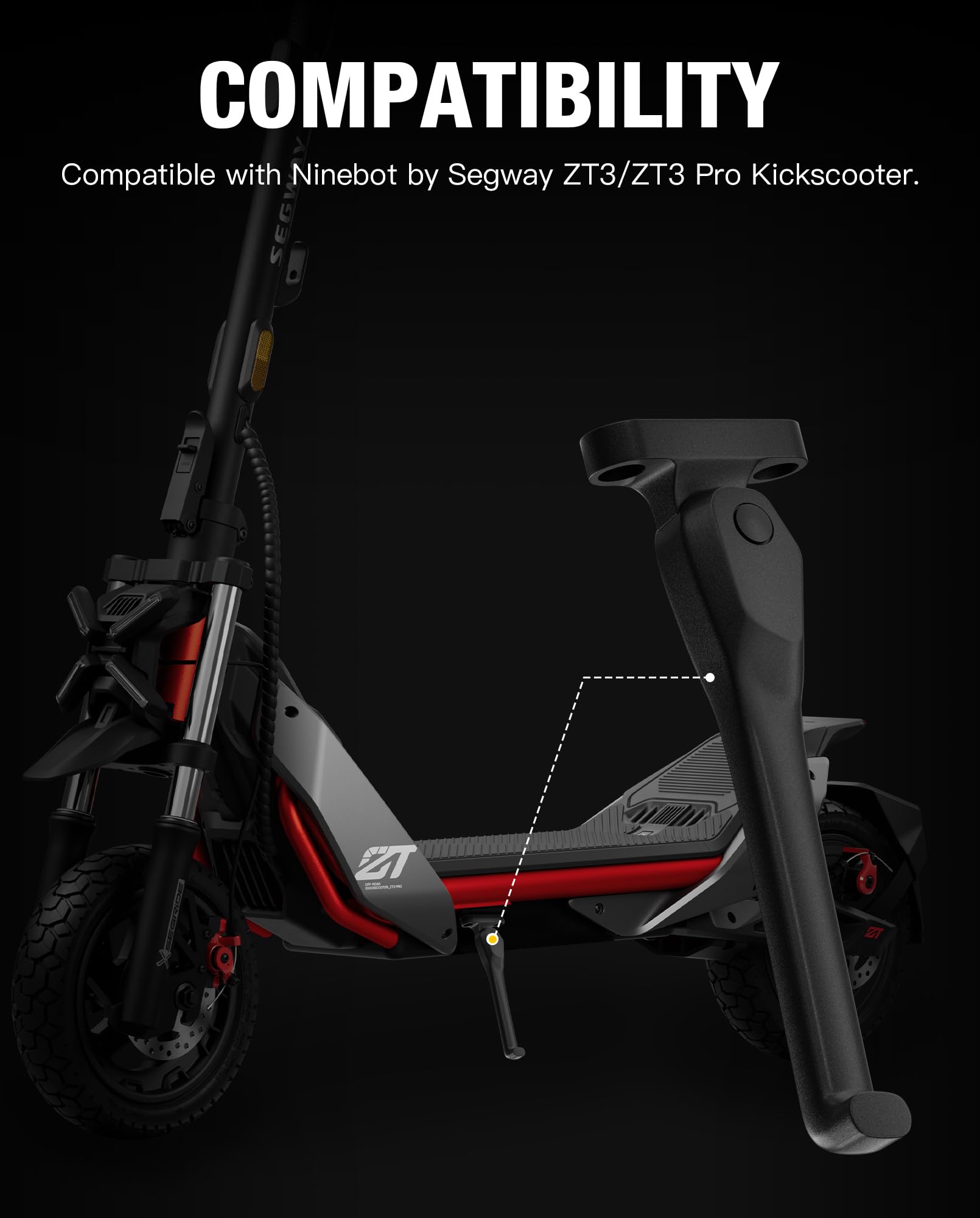 Béquille pour trottinette compatible avec Segway Ninebot ZT3 PRO ZT3 PROD ZT3 PROE KickScooter, béquille latérale en alliage d'aluminium, support de stationnement accessoires originaux