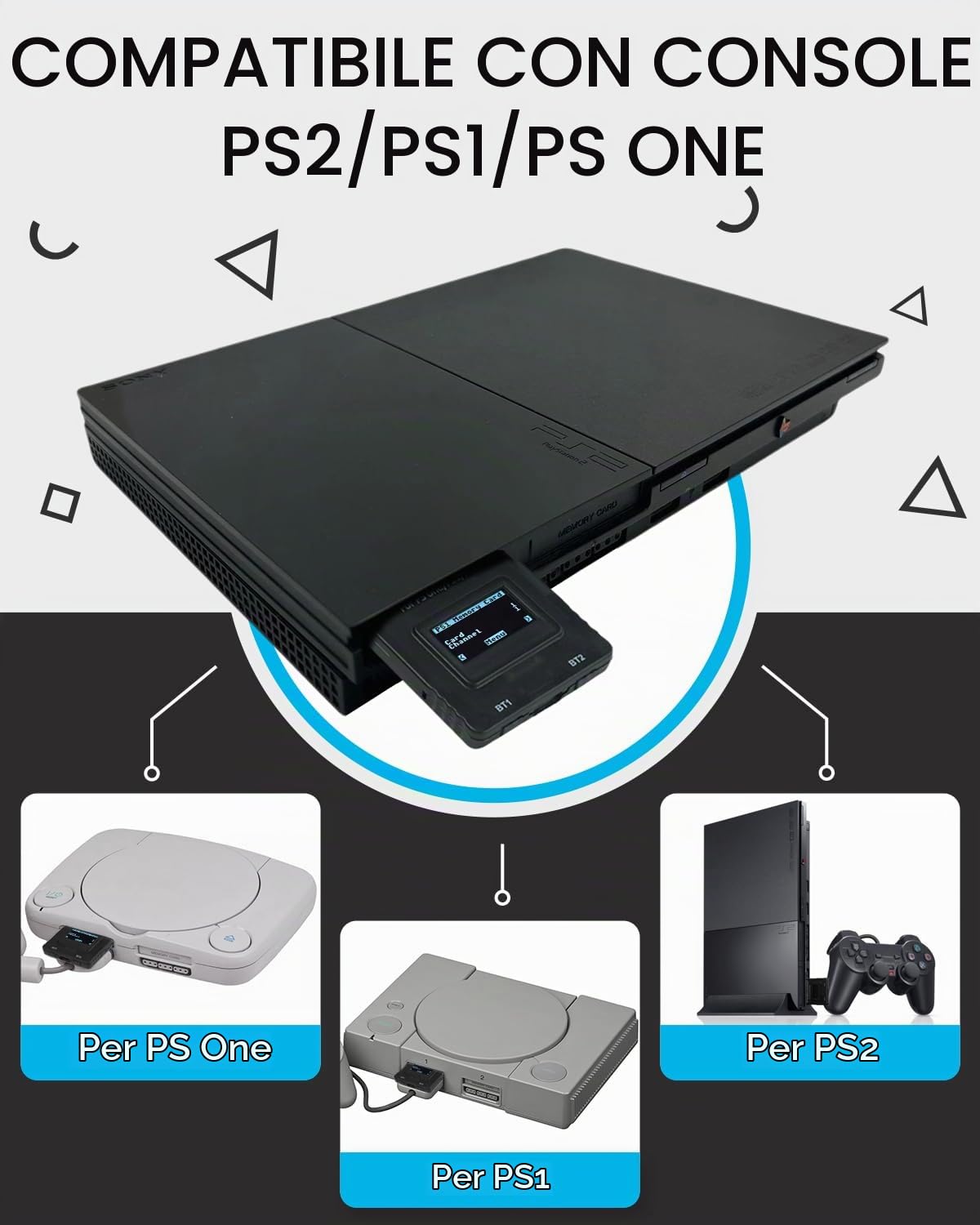 PSxMemCard Gen2 include una MicroSD da 8GB, per PS2/PS1/PS One