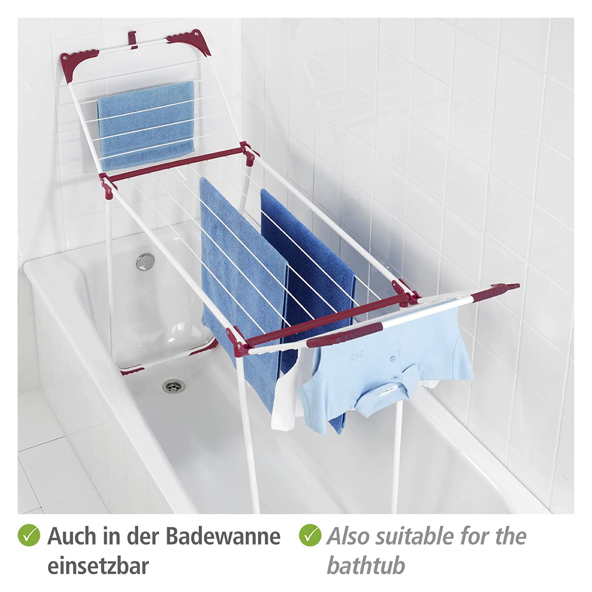 WENKO Wäschetrockner Summer Dry 13 m - 13 m Trockenlänge, Metall, 153 x 76 x 46 cm, Weiß
