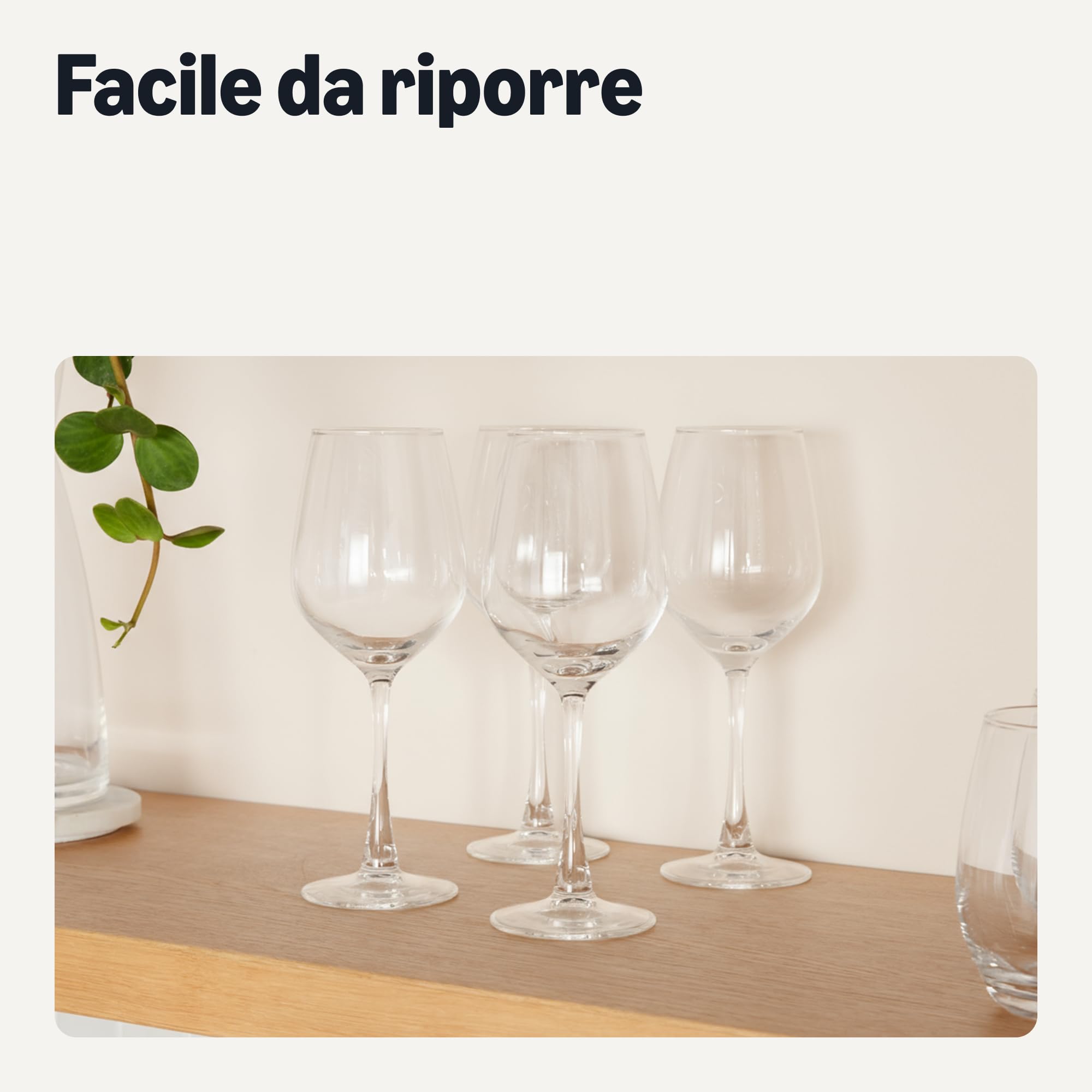 Amazon Basics Bicchieri da Vino Bianco con Stelo, Set da 6 pezzi, 355ml, Lavabili in Lavastoviglie