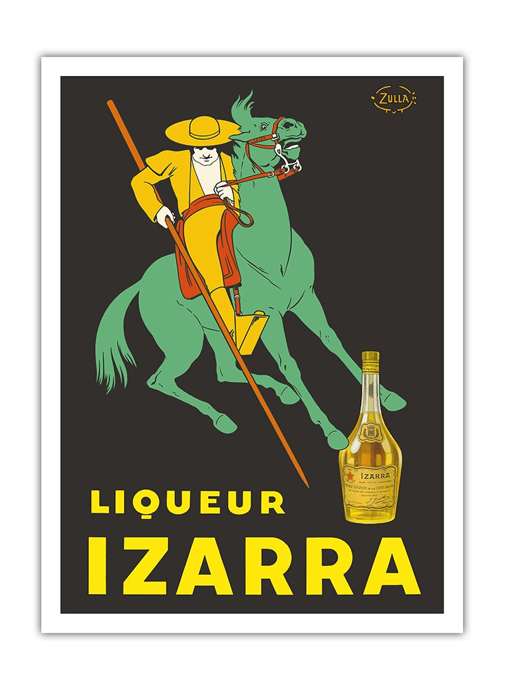 Affiche Izarra 1934 en papier de bambou d'art pour décoration vintage chic