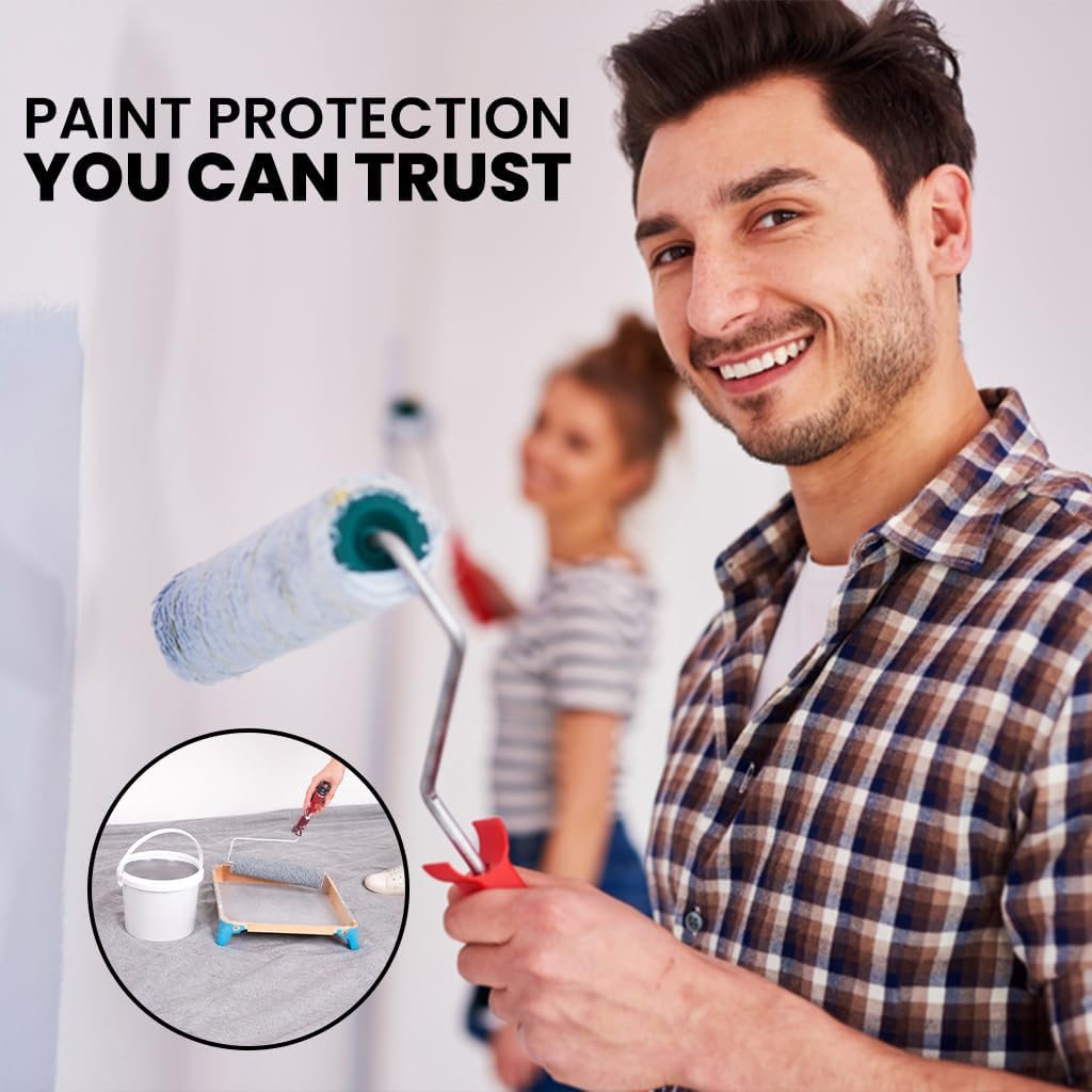 Canvas Painters Drop Cloth (Size 9 x 12 Feet - Pack of 2) - Pure Cotton Paint Drop Cloth for Painting, Curtains, Furniture & Floor Protection - All Purpose Thick Canvas tarp with Double Stitched Edges
