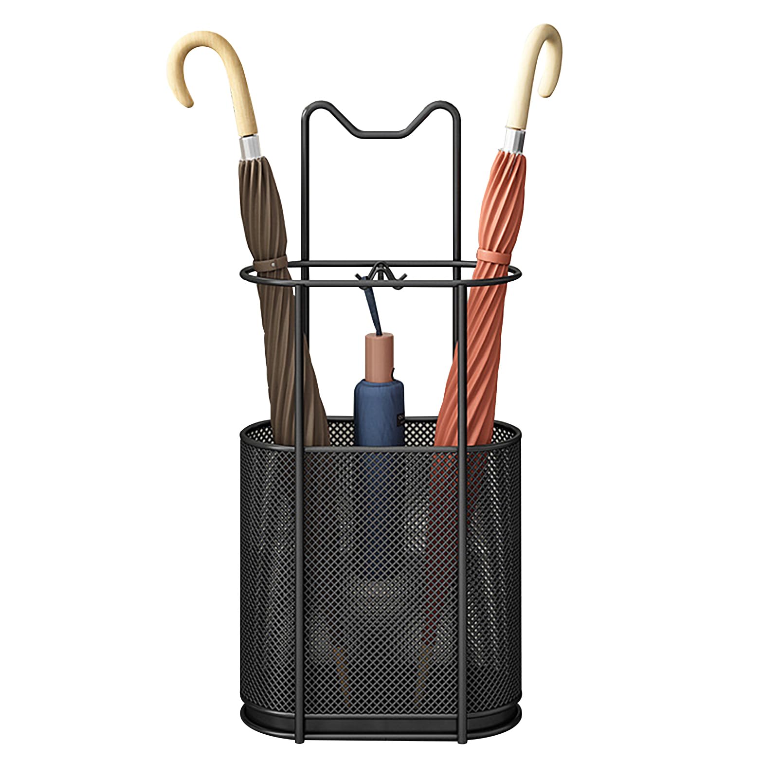 Porte-parapluie en métal noir chic et support robuste pour cannes