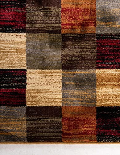 Image of Unique Loom Barista Collection Area Rug - Gava (10' Square, Multi /Brown)