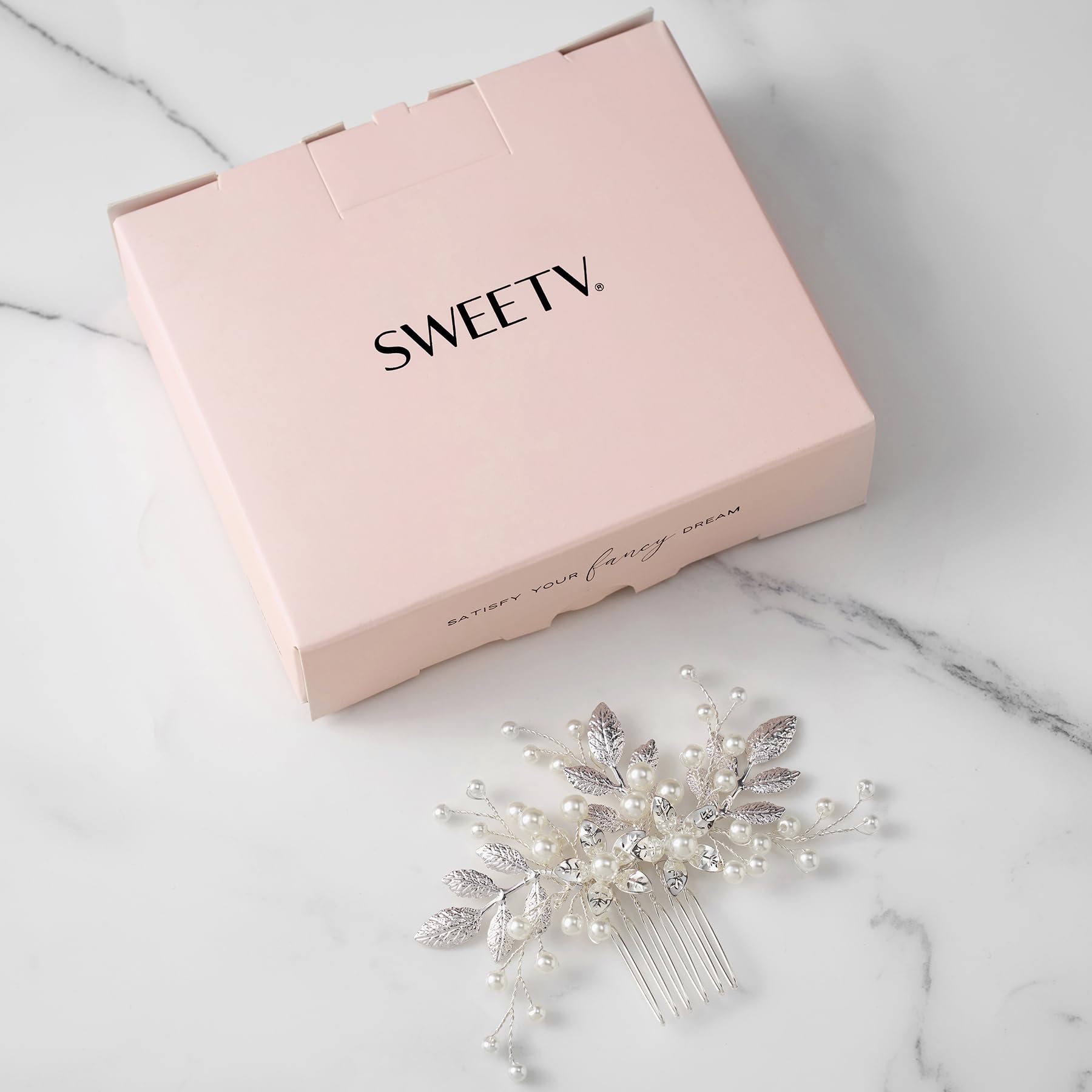SWEETV Wedding Hair Comb Piece Amazon.com : SWEETV Comb, Handmade Wedding Hair Accessory  main image 4