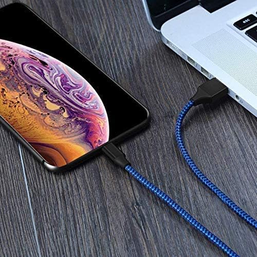 BestElec Phone Charger Cable - 5Pack Extra Long Fast Charging Syncing Cords Blue&Black