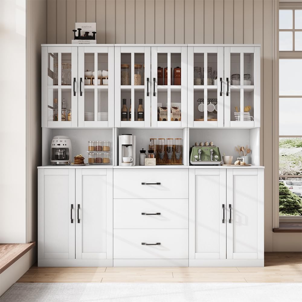 VOWNER Bookcase with Glass Door, AABB (White)