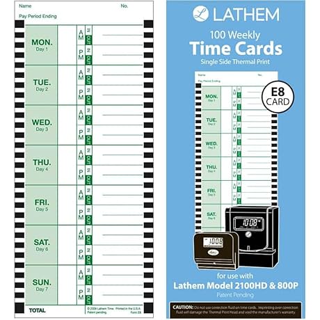 Lathem E8 Time Cards 100 Pack