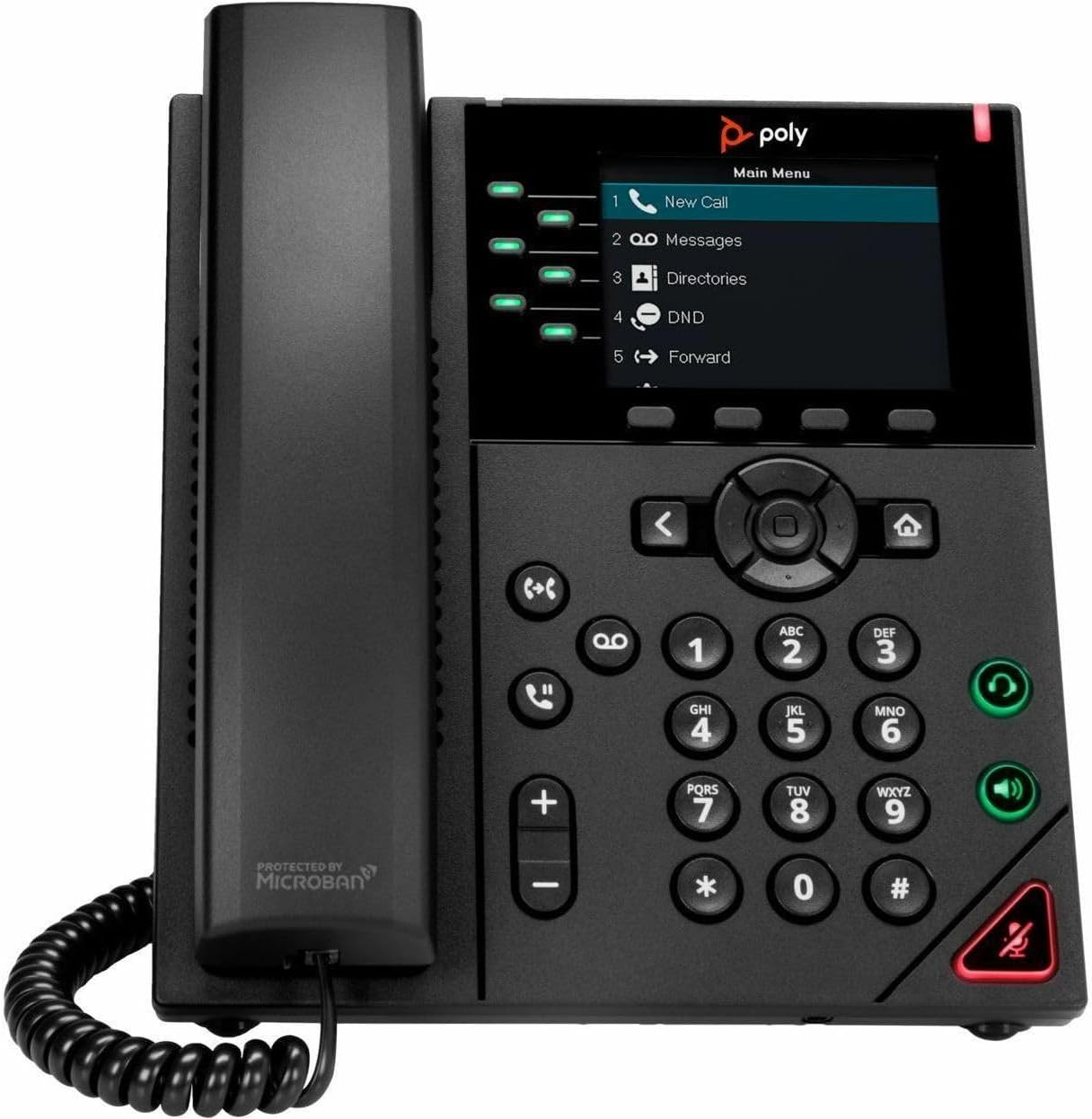 Poly VVX 350 IP Phone - Corded - Corded - Desktop, Wall Mountable - Black - VoIP - 2 x Network (RJ-45) - PoE Ports