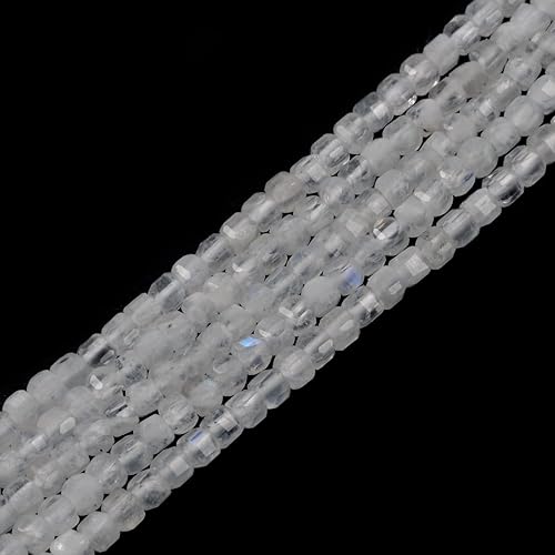 Miniatura 2 de Cuentas curativas sueltas cuadradas de piedra lunar facetadas de 0.079 pulgadas (0.079 in) para hacer joyas de 15 pulgadas