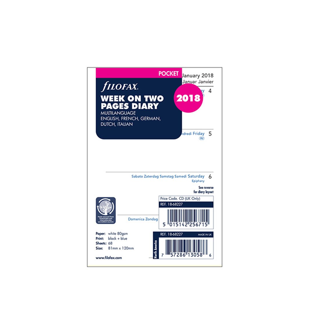Filofax Pocket Week On Two Pages English 2018 Diary