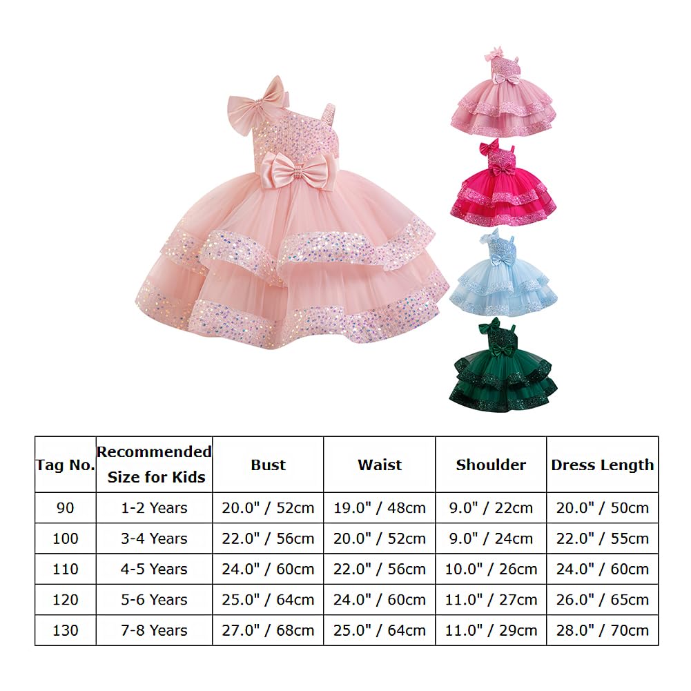 IDOPIP Enfant Fille Robe De Soirée Sequins Bowknots Tulle sans Manches Anniversaire Noeud Papillon Robe pour La Fête