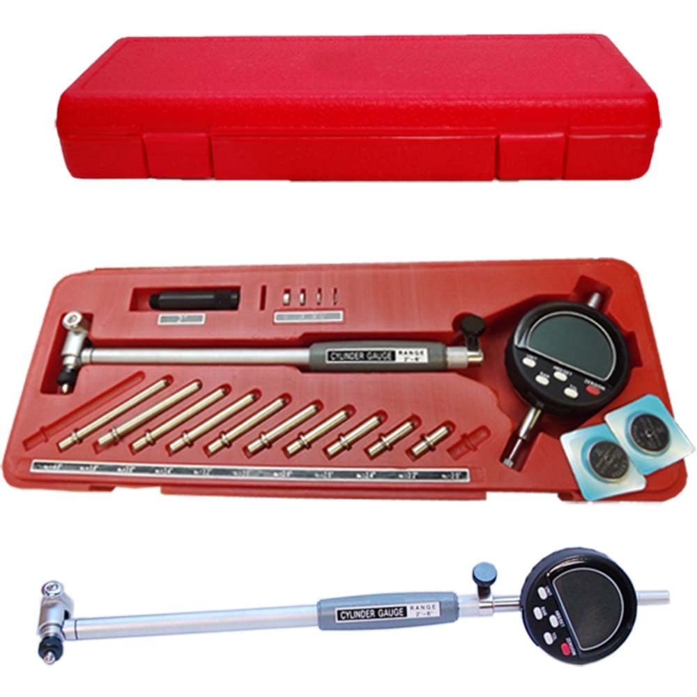 2 to 6'' Digital Dial Indicator Bore Gage Set .0005 Grad Gauge Engine Cylinder