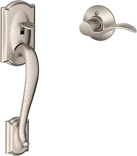 Schlage FE285 CAM 619 Acc LH Camelot Front Entry Handleset with Interior Accent Lever for Left Handed Door, Satin Nickel